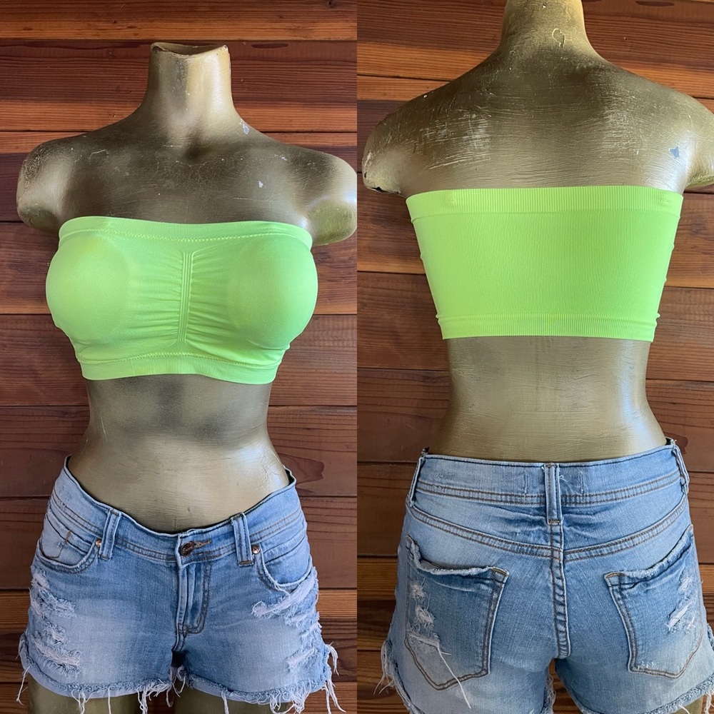 NWOT NEON Yellow BANDEAU Tube TOP Bralette ONE SIZE